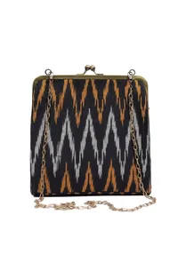 Black and Beige Ikat Clutch Bag image 2