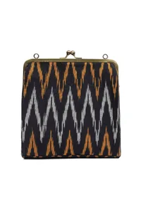 Black and Beige Ikat Clutch Bag image 4