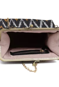 Black and Beige Ikat Clutch Bag image 5