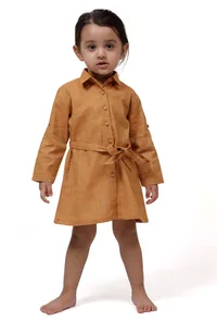 Rustic Melange Tunic Dress with Waist Belt image 1