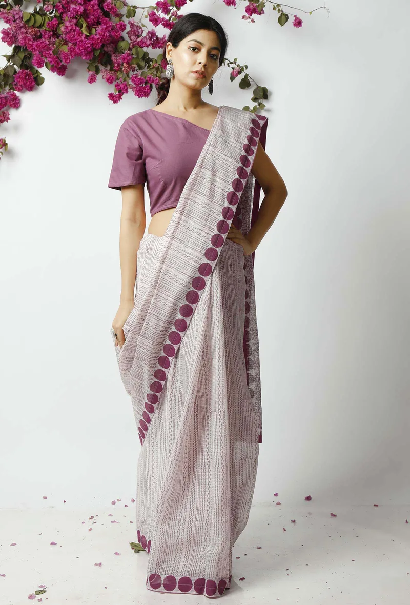 The Myterious Purple Kota Doria Saree