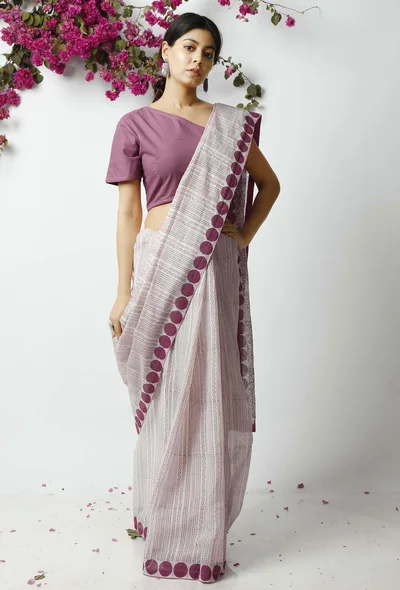 The Myterious Purple Kota Doria Saree