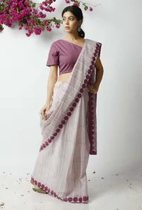 The Myterious Purple Kota Doria Saree image 2