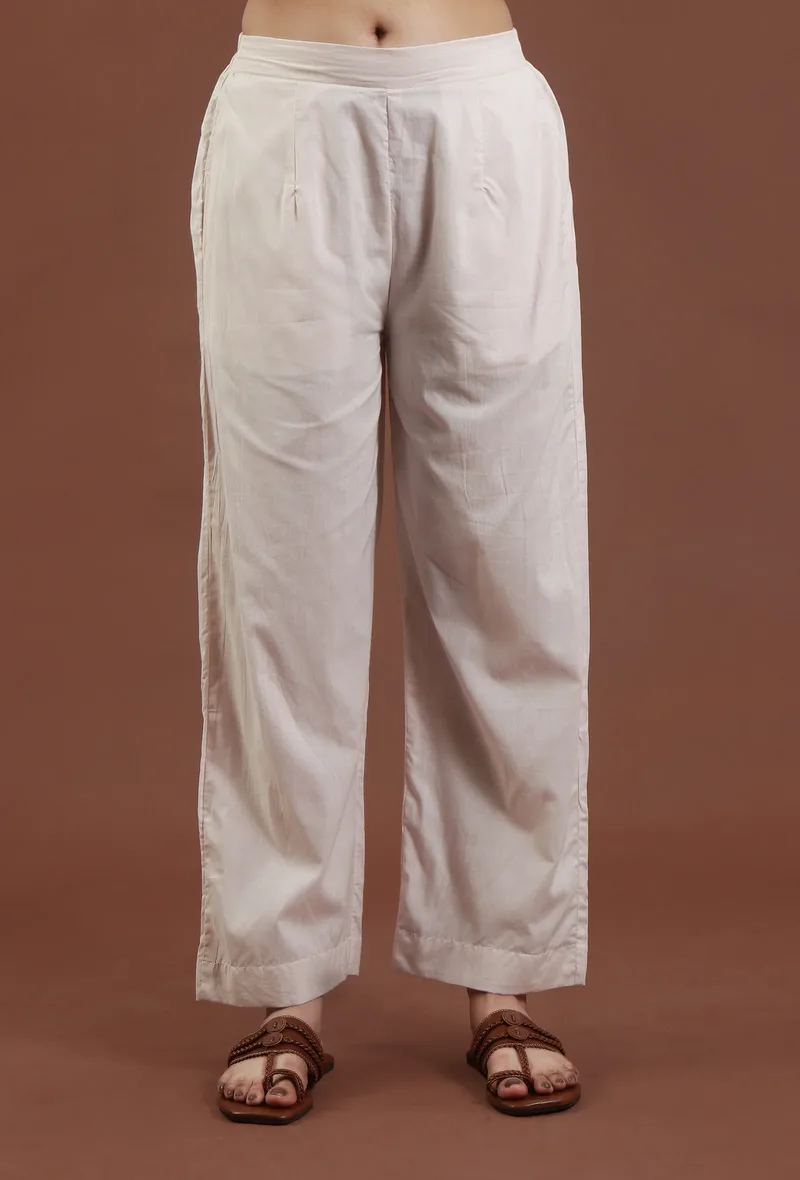 Solid Cotton Straight Pant