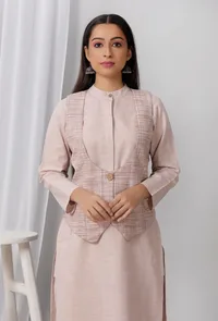 Brown Nehru Cotton Khadi Jacket image 2