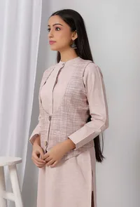 Brown Nehru Cotton Khadi Jacket image 4