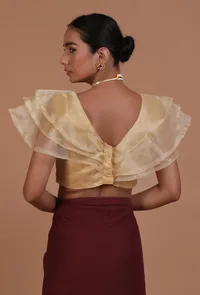 Golden Color Organza Plain Blouse image 4