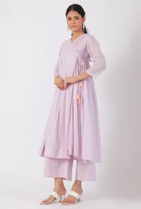 Lavender Cotton Flared Kurta image 3