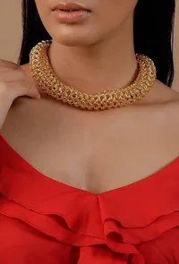 Multi Layered Rose Gold Chain Necklace image 1