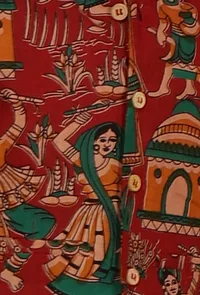 Kairav Maroon Kalamkari Printed Cotton Nehru Jacket image 4