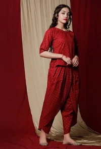 Maroon CottonTop With Zari image 2