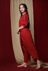 Maroon CottonTop With Zari image 3