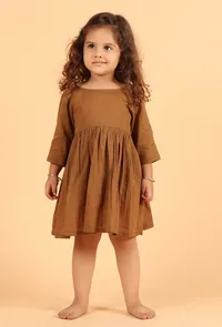 Set Of 2: Brown Mul Mul Short Dress With Shorts image 1
