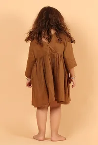 Set Of 2: Brown Mul Mul Short Dress With Shorts image 3