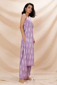 Lilac Slip Cotton Ikkat Kurta image 2
