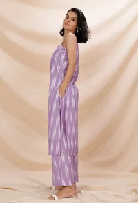 Lilac Slip Cotton Ikkat Kurta image 3