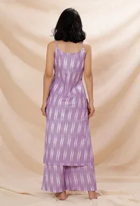 Lilac Slip Cotton Ikkat Kurta image 4