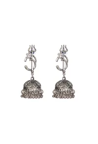 Spiritual Om Trishul German Silver Jhumka image 2