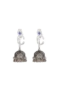 Spiritual Om Trishul German Silver Jhumka image 3