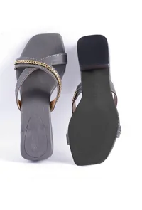 Steel Blue Criss Cross Cruelty-Free leather Heels image 4