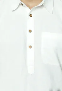 Set of 2:Safed Collared  Cotton Kurta and Pyjama image 6