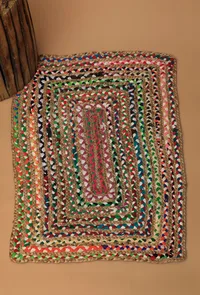 Cadecene Zig Zag Contrast Handcraft Jute Rug image 1