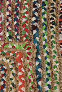 Cadecene Zig Zag Contrast Handcraft Jute Rug image 2