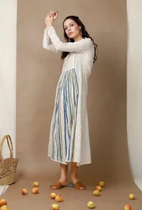 Hand Block Printed Triple Pattern Cotton Dress image 2