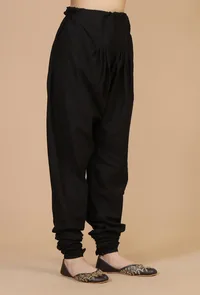 Solid Black Cotton Churidar Pants image 2