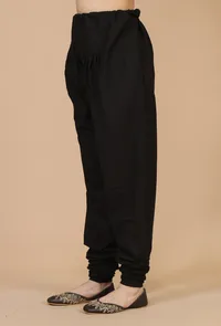Solid Black Cotton Churidar Pants image 3