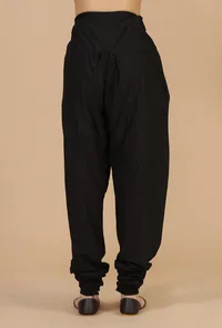 Solid Black Cotton Churidar Pants image 4