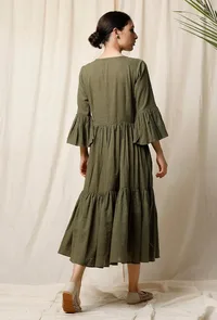Mehendi Gathered Cotton Slub Dress image 5