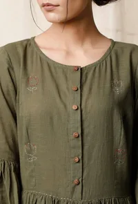 Mehendi Gathered Cotton Slub Dress image 6