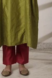 Set of 2: Olive Chanderi Kurta and Chanderi Palazzo image 5