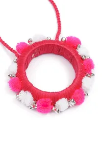 Ferry Pink Pom Pom Handcrafted Necklace image 3