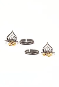 Set of 4: Swara Silver Brass Toering image 2