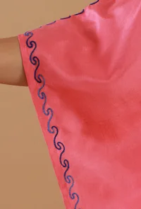 Aari Embroidered Multicolor Kashmiri Satin Kaftan- Free Size image 6