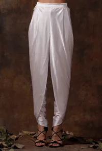 Set of 2 : White Slip Satin Blouse and Dhoti image 3