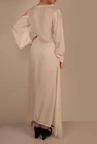White dancing shoulder maxi dress image 3