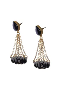 Charcoal Black Ombre Gold Chain Earrings image 2