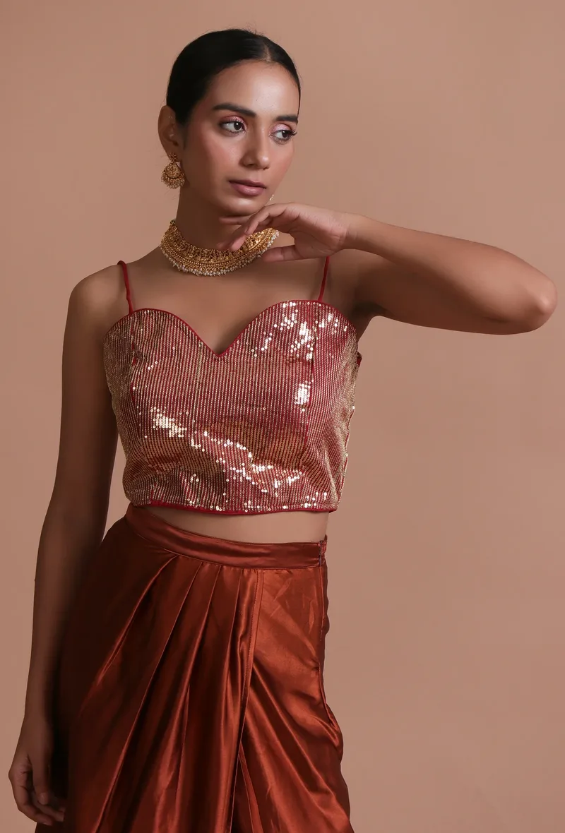 Red Color Raw Silk Sitara Work Blouse