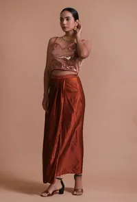 Red Color Raw Silk Sitara Work Blouse image 2