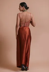 Red Color Raw Silk Sitara Work Blouse image 5