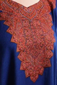 Catalina Blue Kashmiri Sozni Embroidery Phiran-Free Size image 5
