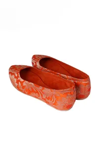 Orange Brocade Pointed Toe Ballerina Flats image 5