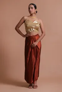 Golden Color Raw Silk Sitara Work Blouse image 2