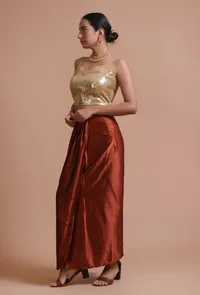 Golden Color Raw Silk Sitara Work Blouse image 3