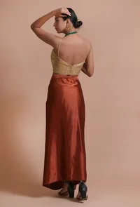 Golden Color Raw Silk Sitara Work Blouse image 5