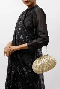 Kiya White-Golden Embellished Clutch Bag image 1