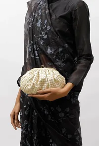 Kiya White-Golden Embellished Clutch Bag image 2